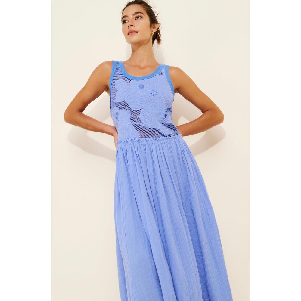 Free People Pearl Flowy Maxi Mesh Dress Small Boho Cottagecore- NWOT - Picture 6 of 16